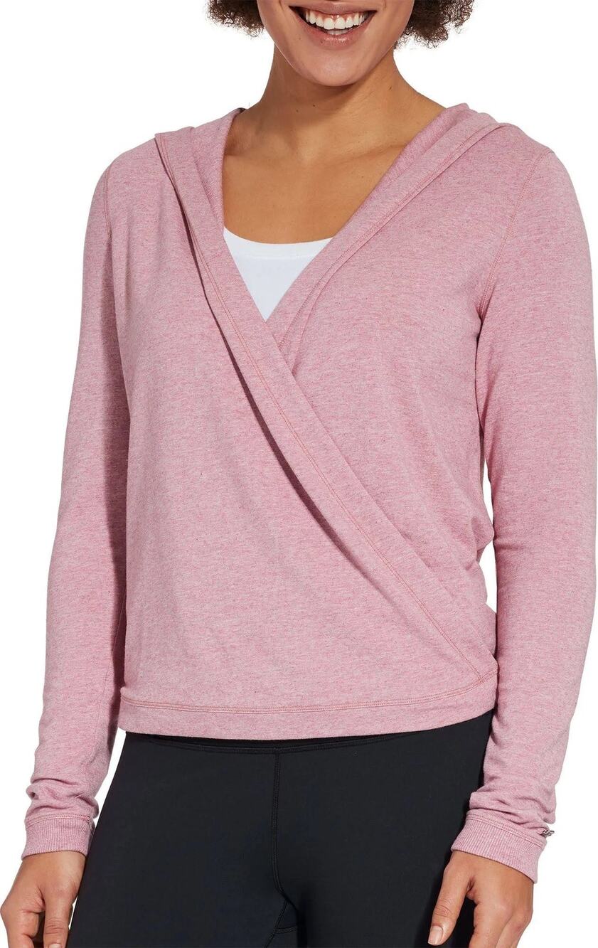 Calia Pink Effortless Wrap Cardigan Hooded Pullover Layering Long Sleeve Top